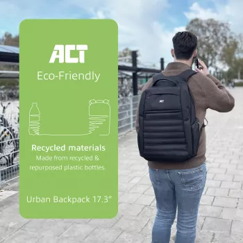 ACT Urban Laptop-Rucksack 17,3 Zoll, aus recycelten Plastikflaschen