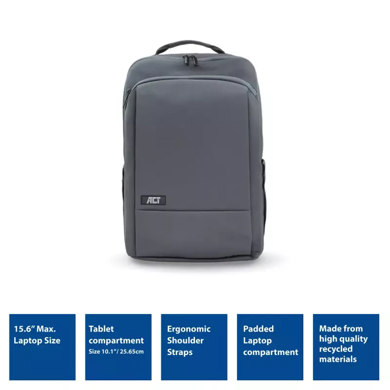 ACT Move Rucksack für Laptops bis 15,6 Zoll aus recycelten Plastikflaschen