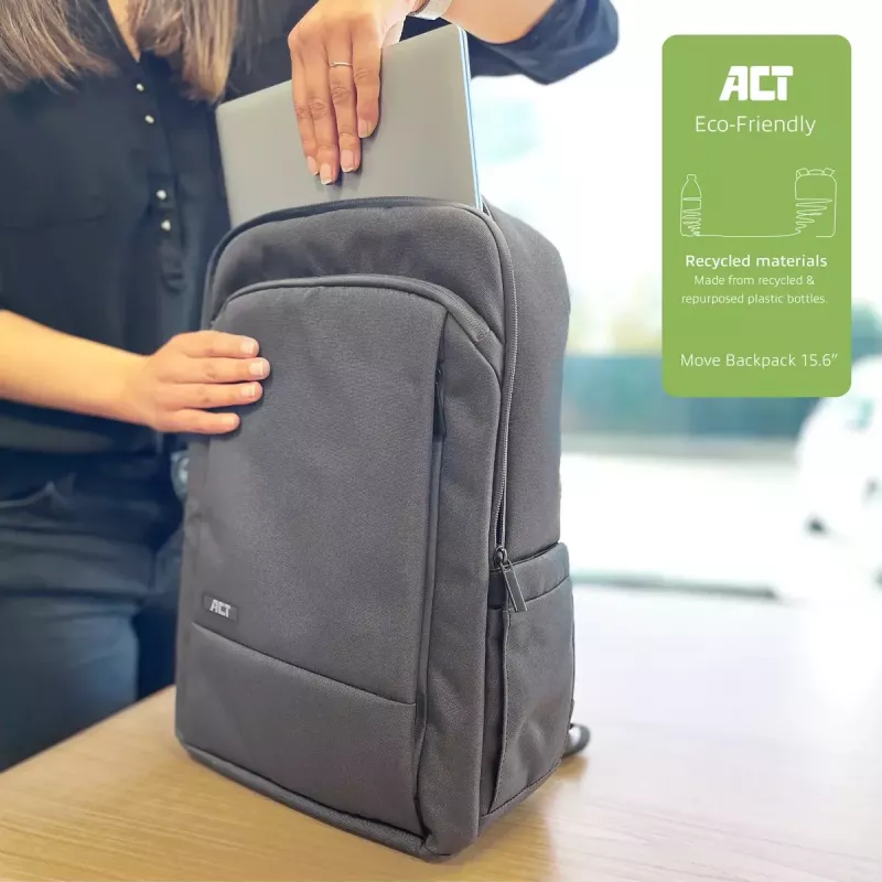 ACT Move Rucksack für Laptops bis 15,6 Zoll aus recycelten Plastikflaschen