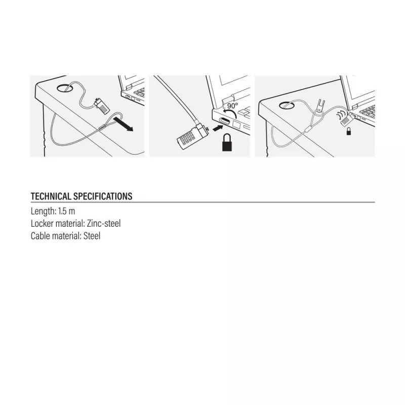 Laptop-Schloss ACT AC9015 Kombinationsschloss Silber