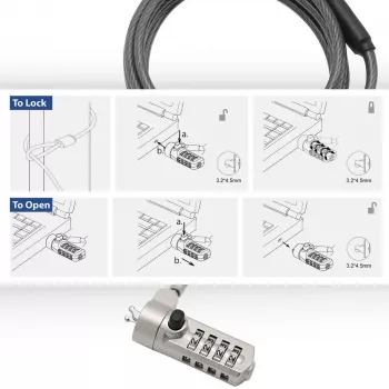 ACT Wedge Laptop-Schloss mit Zahlenschloss Metallisch 2 m Kabel