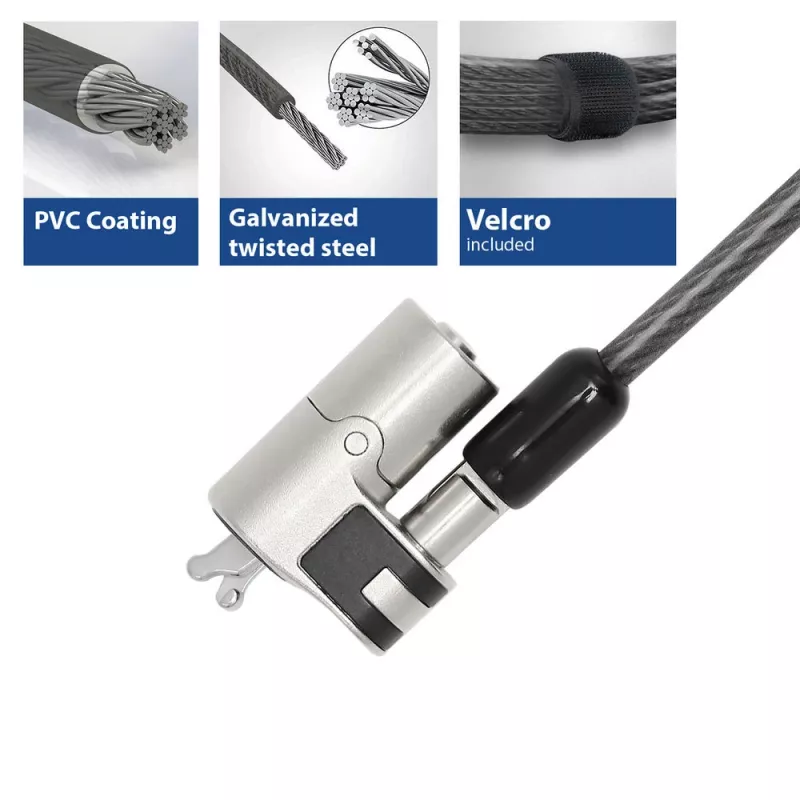 ACT Wedge Laptopschloss mit Schlüsseln Metallic 2m Kabel