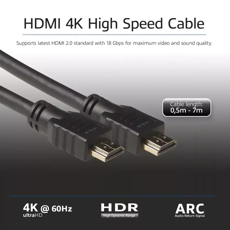 ACT 0,5-Meter-High-Speed-Kabel v2.0 HDMI-A-Stecker - HDMI-A-Stecker (AWG30)