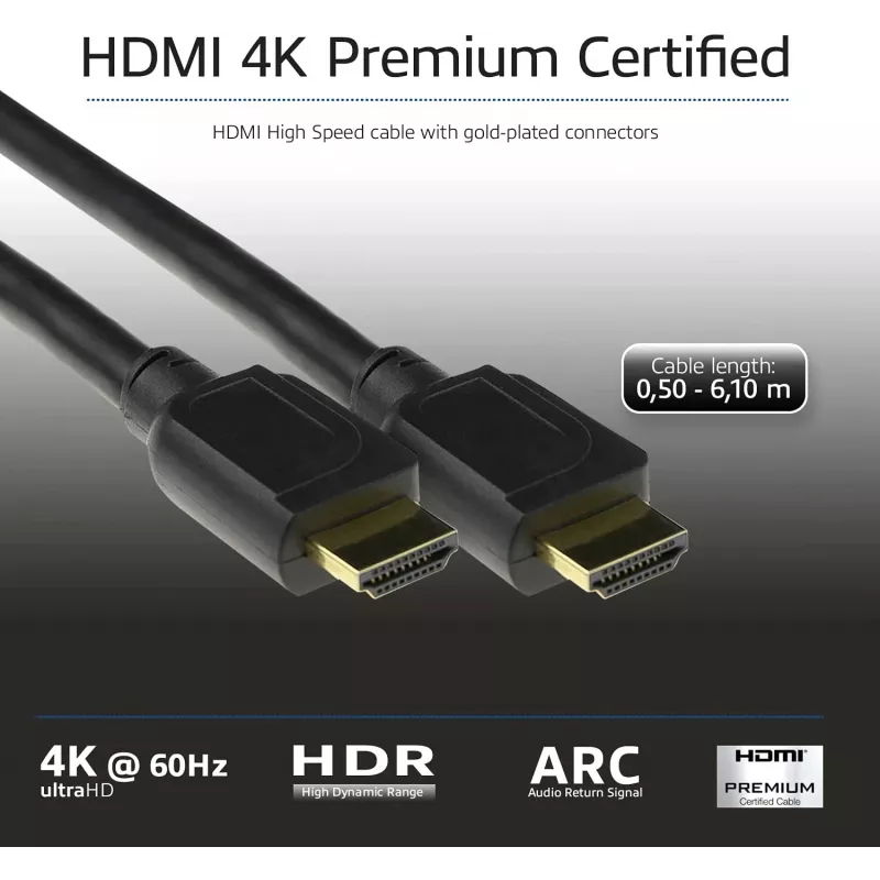 ACT 3 Meter HDMI High Speed Premium-zertifiziertes Kabel v2.0 HDMI-A Stecker - HDMI-A Stecker