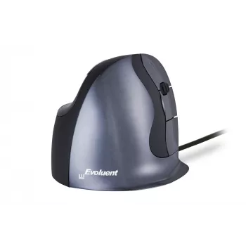 BakkerElkhuizen Evoluent D Large, Rechtshänder, Vertikales Design, Laser, USB Typ-A, 3200 DPI, Schwarz, Grau, Silber