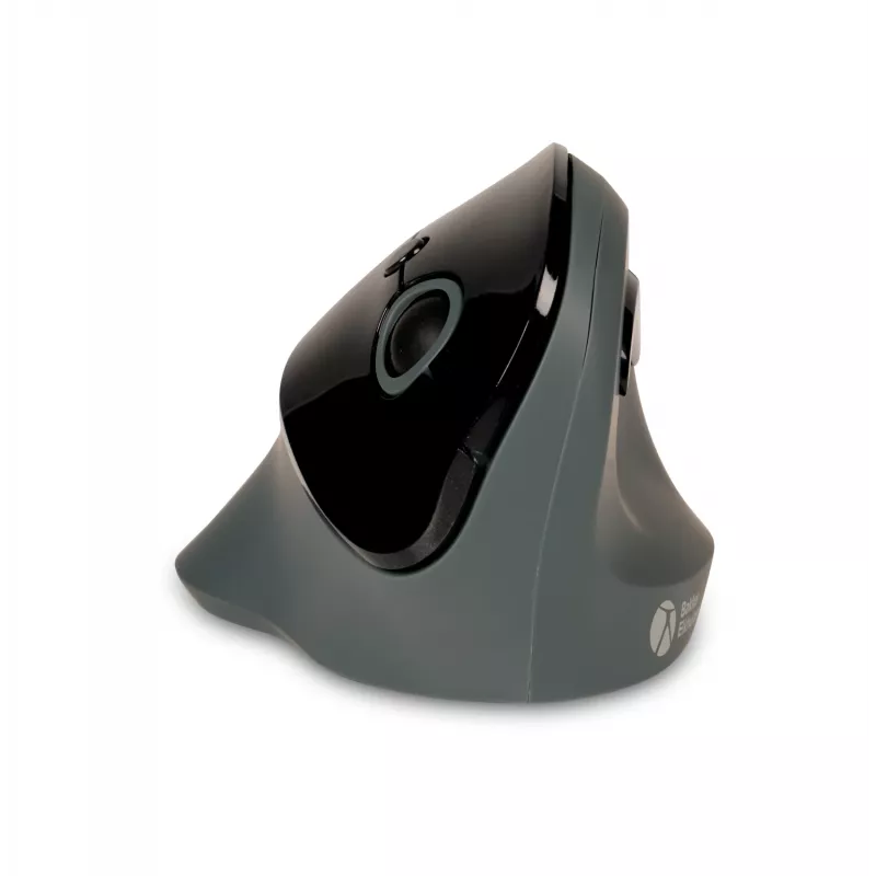 BakkerElkhuizen PRF Mouse Wireless Dunkelgrau, Rechtshänder, Vertikales Design, Optisch, RF Wireless, 1600 DPI, Schwarz, Grau