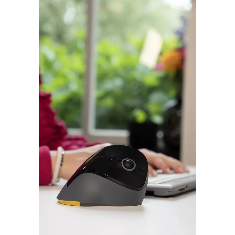 BakkerElkhuizen PRF Mouse Wireless Dunkelgrau, Rechtshänder, Vertikales Design, Optisch, RF Wireless, 1600 DPI, Schwarz, Grau