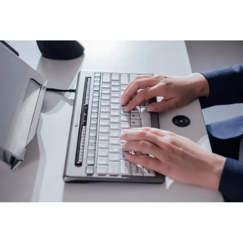 BakkerElkhuizen S-Board 840 DE Qwertz, Tenkeyless (80 - 87%), Kabelgebunden, USB, Scissor-Tastenschalter, QWERTZ, Hellgrau, Weiß