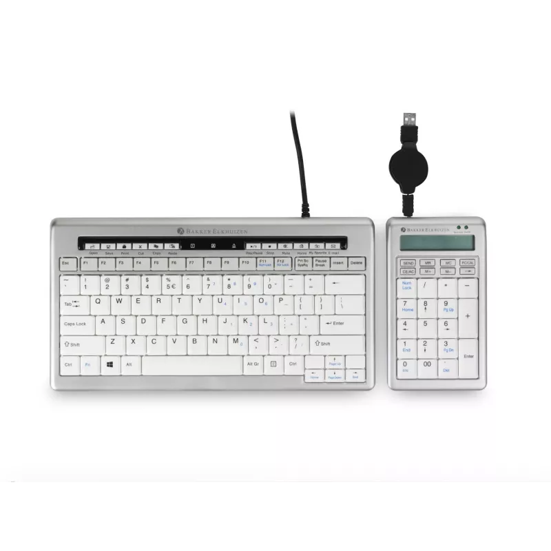 BakkerElkhuizen S-board 840 Numeric Tastatur, USB, PC, 1,2 m, Hellgrau, Weiß