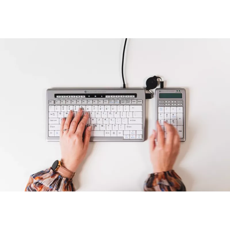 BakkerElkhuizen S-board 840 Numeric Tastatur, USB, PC, 1,2 m, Hellgrau, Weiß