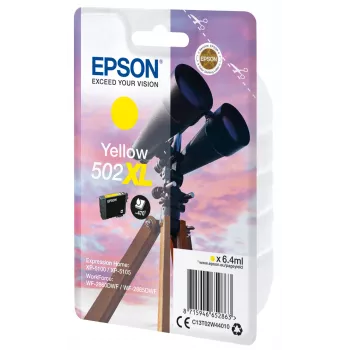 Epson Einzelpackung Gelb 502XL Tinte, Hohe (XL) Reichweite, Gelb, Pigmenttinte, 6,4 ml, 1 Stück, 470 Seiten