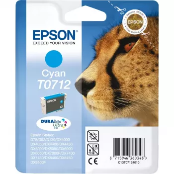 Epson Cheetah Singlepack Cyan T0712 DURABrite Ultra Ink, Cyan, 1 Stk.