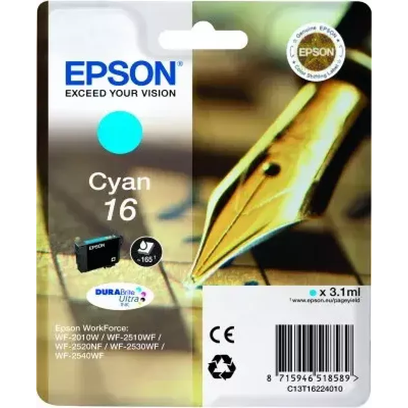 Tintenpatrone Epson C13T16224010 DURABrite Ultra Cyan Einzelpackung Standard-Reichweite