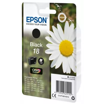 Epson Daisy Einzelpack Schwarz 18 Claria Home Tinte, Schwarz, Pigmenttinte, 5,2 ml, 1 Stück, 175 Seiten