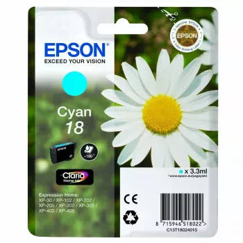 Epson Daisy Einzelpackung Cyan 18 Claria Home Ink, Photo Cyan, farbstoffbasierte Tinte, 1 Stück