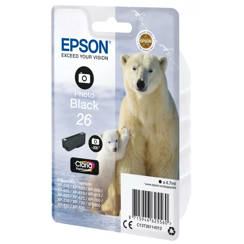 Epson Polar bear Singlepack Photo Schwarz 26 Claria Premium Ink
