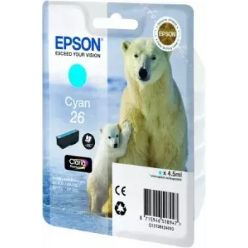 Tintenpatrone Epson C13T26124010 Einzelpackung Cyan 26 Claria Premium – Cyan, 1 Stück