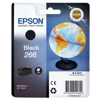Epson Globe Einzelpackung Schwarz 266 Tintenpatrone, Schwarz, Pigmenttinte, 5,8 ml, 1 St., 250 Seiten