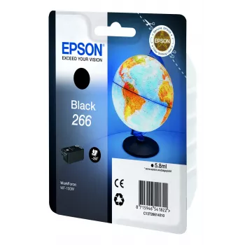 Epson Globe Einzelpackung Schwarz 266 Tintenpatrone, Schwarz, Pigmenttinte, 5,8 ml, 1 St., 250 Seiten