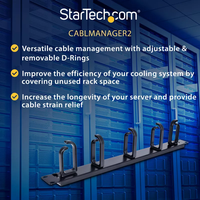 StarTech.com 1U 19 Zoll Metall-Rackmount-Kabelmanagement-Panel