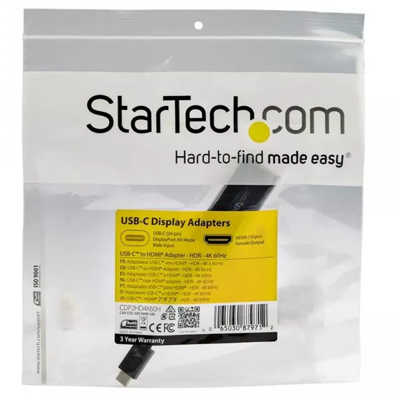 StarTech.com USB-C-auf-HDMI-Adapter – 4K 60 Hz Video, HDR10 – USB-C auf HDMI 2.0b Adapter-Dongle – USB-Typ-C-DP-Alt-Mode-auf-HDMI-Monitor/Display/TV – USB-C-auf-HDMI-Konverter