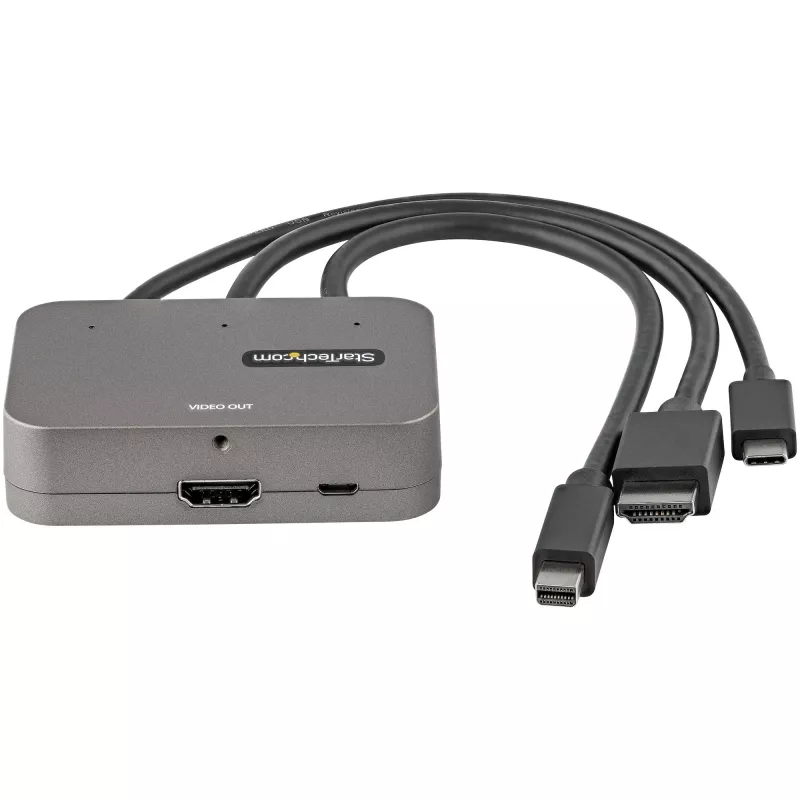 StarTech.com 3-in-1 Multiport-zu-HDMI-Adapter - 4K 60Hz USB-C, HDMI oder Mini DisplayPort zu HDMI Konverter für Konferenzräume - Digitaler AV-Videoadapter zum Anschluss eines HDMI-Monitors/Displays