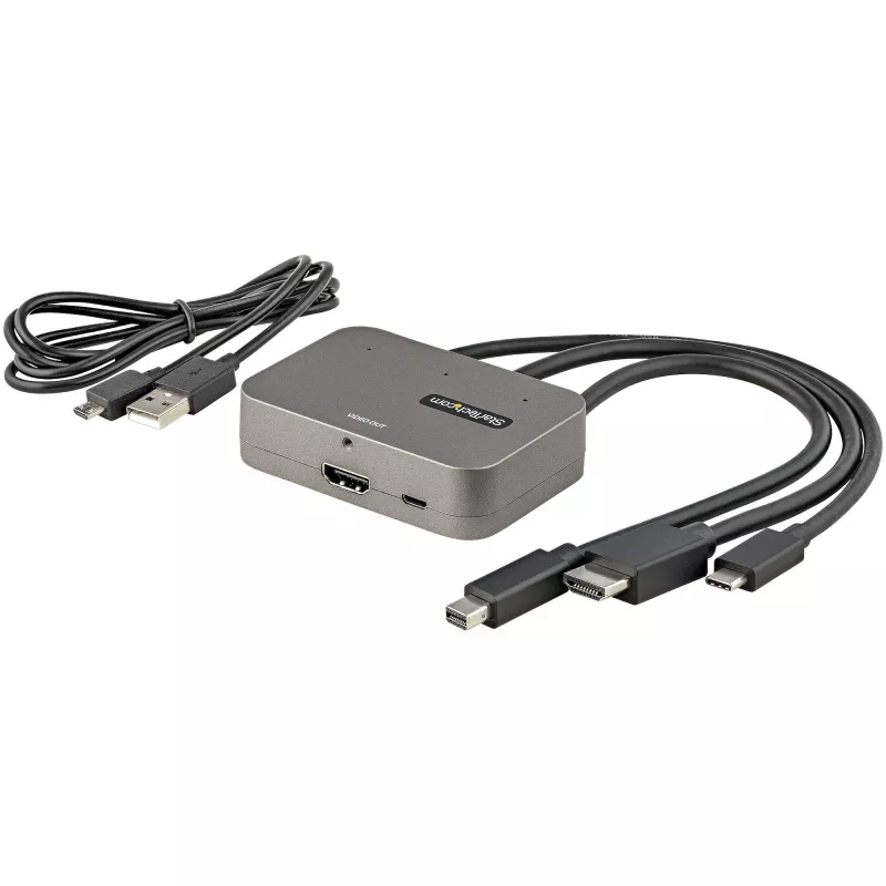 StarTech.com 3-in-1 Multiport-zu-HDMI-Adapter - 4K 60Hz USB-C, HDMI oder Mini DisplayPort zu HDMI Konverter für Konferenzräume - Digitaler AV-Videoadapter zum Anschluss eines HDMI-Monitors/Displays