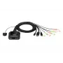 ATEN 2-Port USB-C DisplayPort Hybrid Cable KVM Switch, 4096 x 2160 Pixel, 4K Ultra HD, 0,74 W, Schwarz