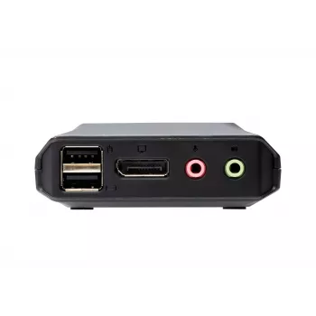 ATEN 2-Port USB-C DisplayPort Hybrid Cable KVM Switch, 4096 x 2160 Pixel, 4K Ultra HD, 0,74 W, Schwarz