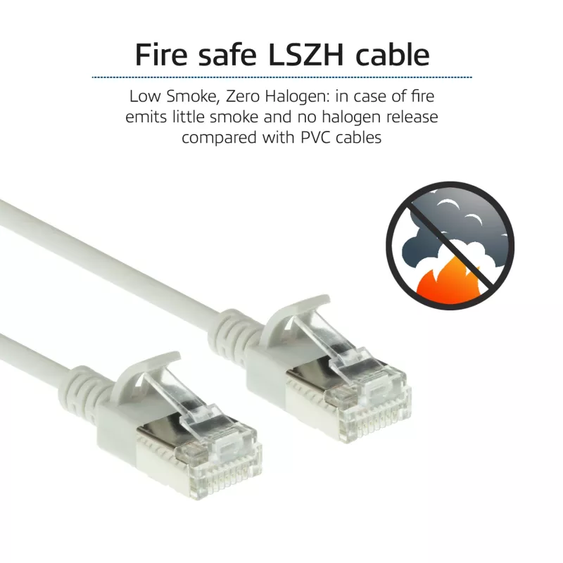 ACT Grau 2 Meter LSZH U/FTP CAT6A Datacenter Slimline Patchkabel rastnasenfrei mit RJ45-Steckern