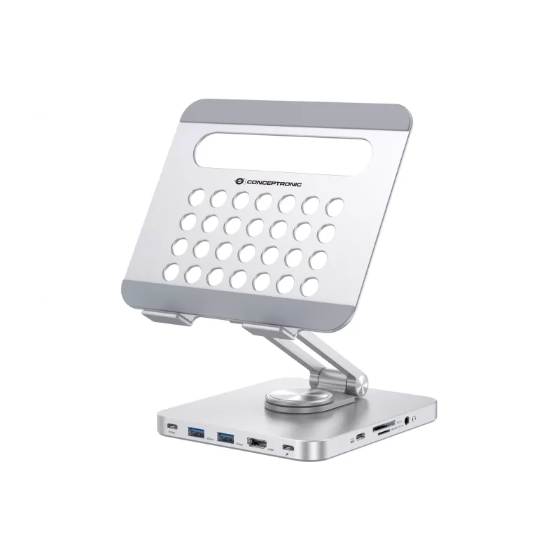 Conceptronic DONN26G, Silber, Tablet, Multimediaständer, Aluminium, 100 W, MicroSD (TransFlash), SD, SDHC, SDXC