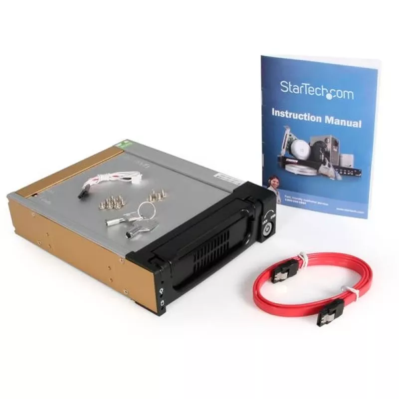 StarTech.com Schwarzer Aluminium 5,25 Zoll zuverlässiger SATA-Festplatten-Wechselrahmen