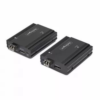 StarTech.com DisplayPort KVM Extender über Glasfaser, 4K 60Hz, Console Extender Kit, bis zu 300 m (Multimode) mit vorinstallierten SFP+ Modulen, 3x USB HID