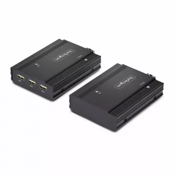StarTech.com DisplayPort KVM Extender über Glasfaser, 4K 60Hz, Console Extender Kit, bis zu 300 m (Multimode) mit vorinstallierten SFP+ Modulen, 3x USB HID