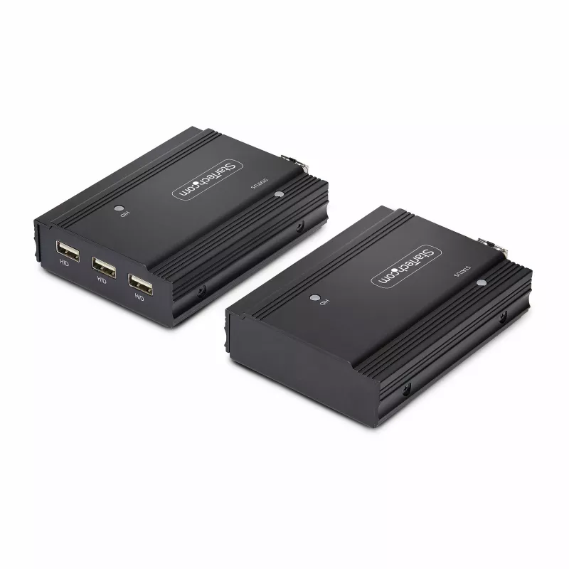 StarTech.com DisplayPort KVM Extender über Glasfaser, 4K 60Hz, Console Extender Kit, bis zu 300 m (Multimode) mit vorinstallierten SFP+ Modulen, 3x USB HID