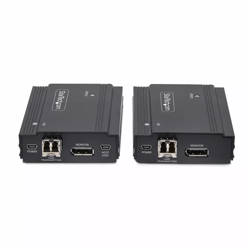 StarTech.com DisplayPort KVM Extender über Glasfaser, 4K 60Hz, Console Extender Kit, bis zu 300 m (Multimode) mit vorinstallierten SFP+ Modulen, 3x USB HID