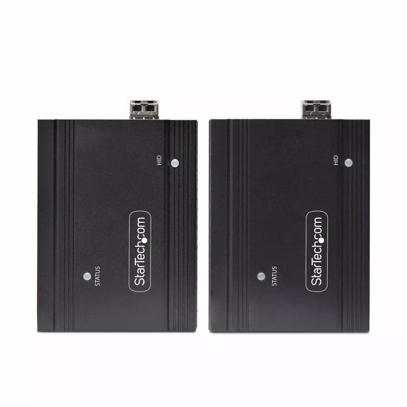 StarTech.com DisplayPort KVM Extender über Glasfaser, 4K 60Hz, Console Extender Kit, bis zu 300 m (Multimode) mit vorinstallierten SFP+ Modulen, 3x USB HID