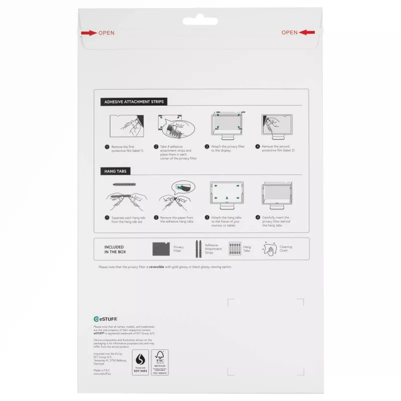 eSTUFF GLBG14310175 Display-Privacy-Filter 35,6 cm (14 Zoll) Laptop Rahmenloser Display-Privacy-Filter