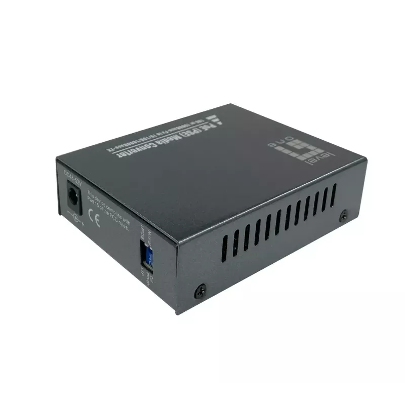 LevelOne RJ45 to SC Gigabit Media Converter, PoE PSE, Single-Mode Fiber, 20km