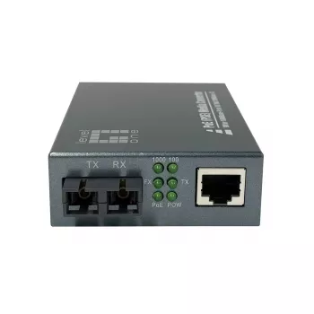 LevelOne RJ45 to SC Gigabit Media Converter, PoE PSE, Single-Mode Fiber, 20km