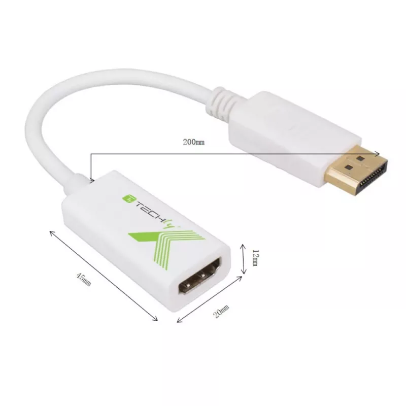 Techly IADAP DP-HDMIFP Videokabeladapter 0,2 m DisplayPort HDMI Weiß