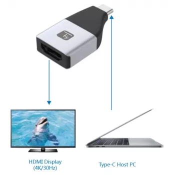 Techly IADAP USBC-HDMI4K USB-Grafikadapter 4096 x 2160 Pixel Schwarz, Silber