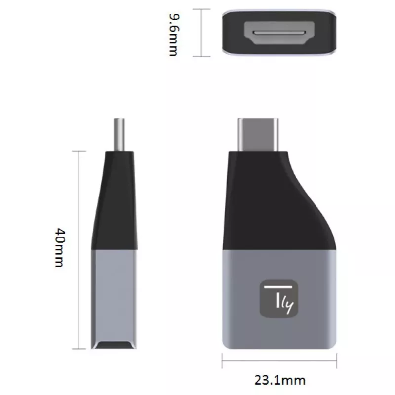 Techly IADAP USBC-HDMI4K USB-Grafikadapter 4096 x 2160 Pixel Schwarz, Silber