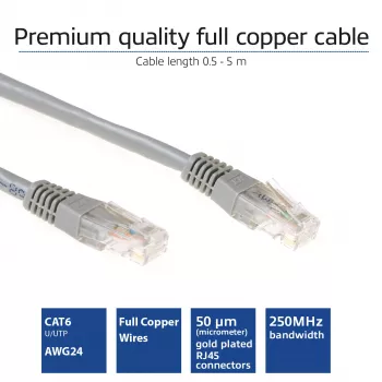 ACT Grau 1 Meter U/UTP CAT6 Patchkabel mit RJ45-Steckern