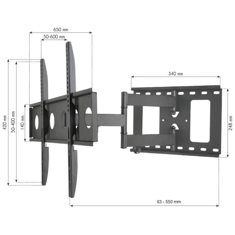Techly ICA-PLB 148L TV-Wandhalterung 165,1 cm (65 Zoll) Schwarz
