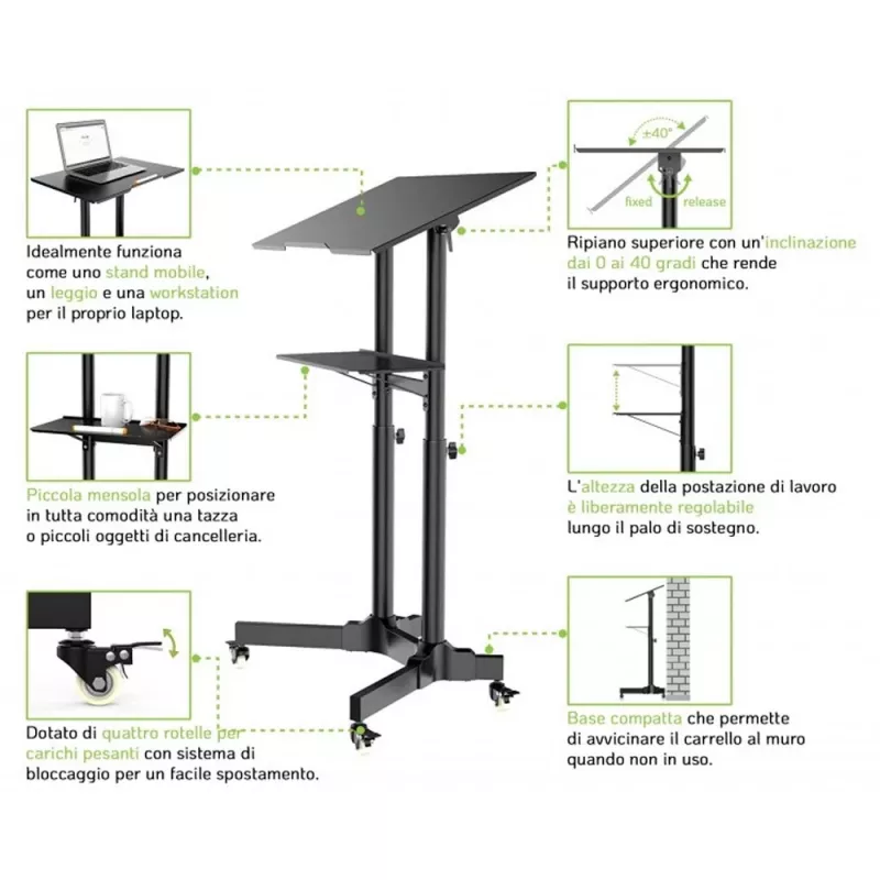 Techly ICA-TB TPM-1BK Laptopständer Schwarz