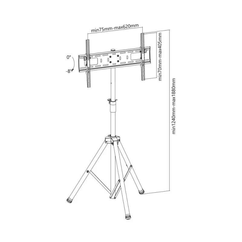 Techly ICA-TR17T Schildmontage-Displayhalterung 177,8 cm (70 Zoll) Schwarz