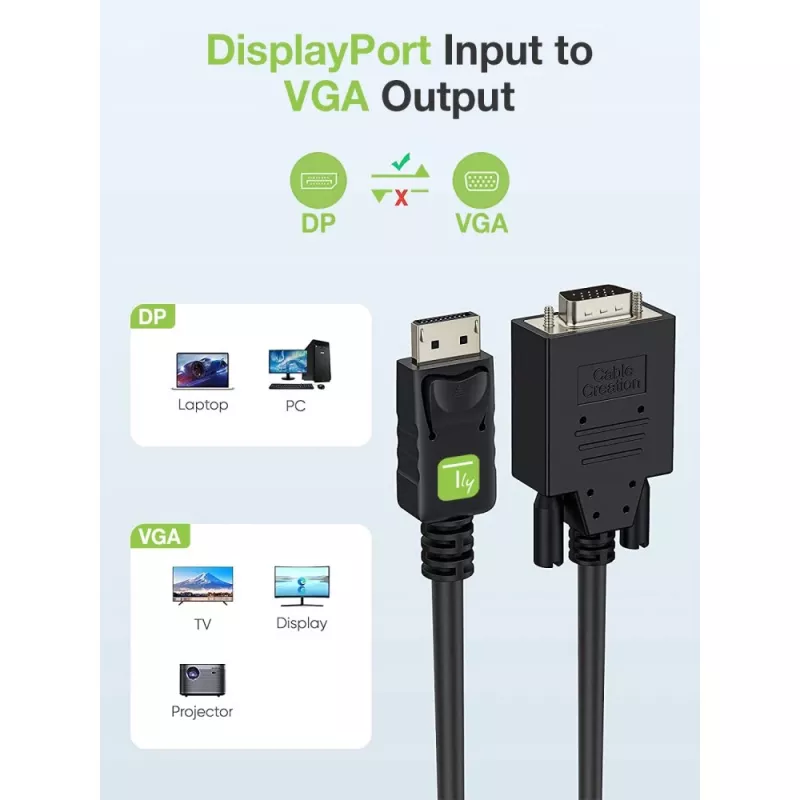 Techly Monitor DisplayPort-auf-VGA-Kabel 3 m ICOC DSP-V-030