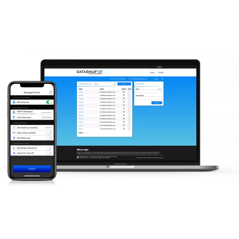 iStorage datAshur BT 64 GB | Verschlüsselter sicherer USB-Stick | Entsperrung per Smartphone via Bluetooth | FIPS 140-2 Level 3 zertifiziert | Fernverwaltung bereit