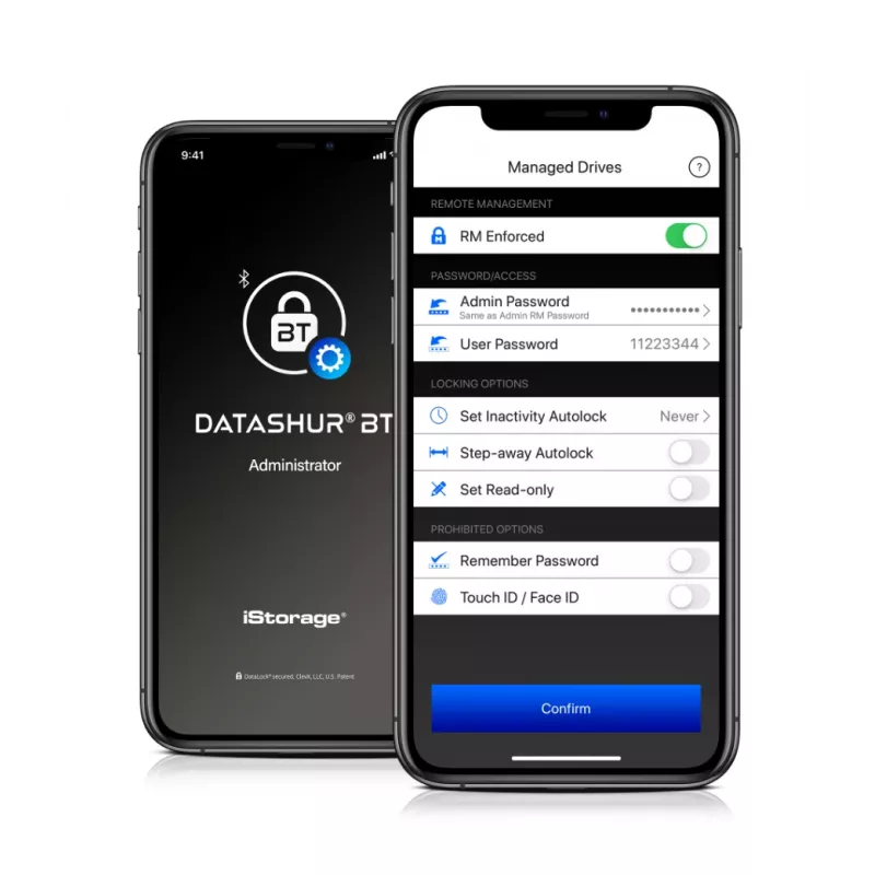 iStorage datAshur BT 64 GB | Verschlüsselter sicherer USB-Stick | Entsperrung per Smartphone via Bluetooth | FIPS 140-2 Level 3 zertifiziert | Fernverwaltung bereit